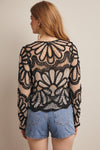 Black Floral Crochet Sweater