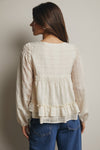 Ruffle Hem Peasant Blouse in Ecru