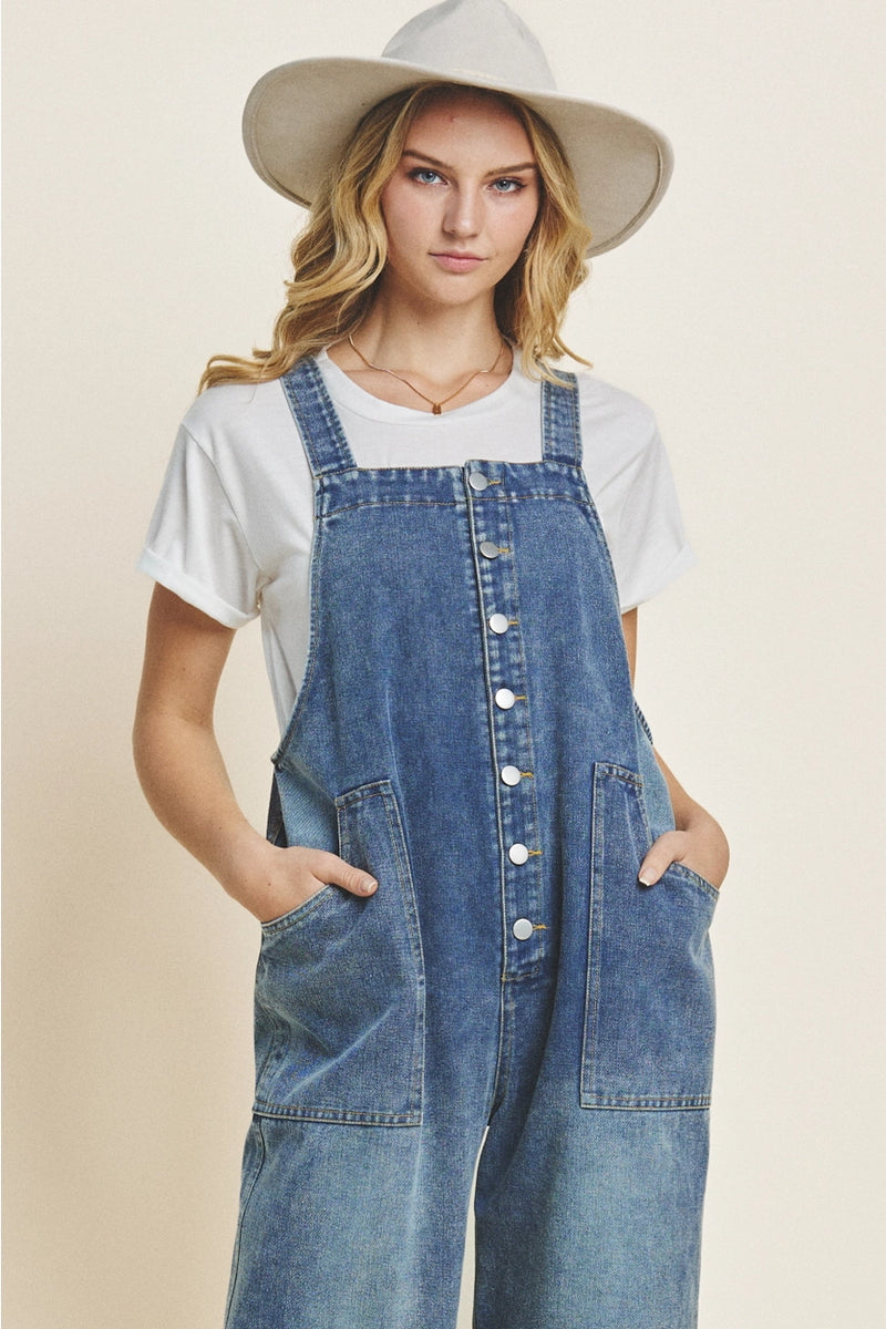 Denim Loose Overalls