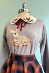 Baby Deer Pullover Sweater in Grey