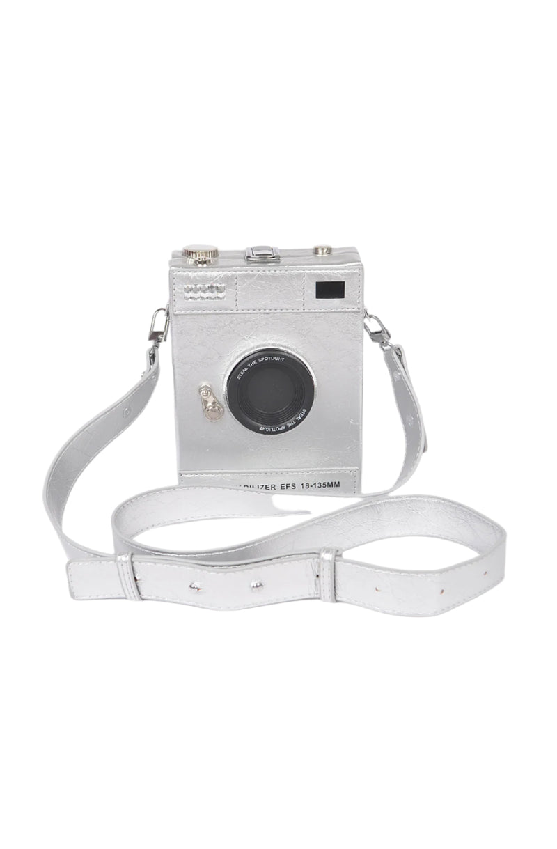 Vintage Camera Cross-Body Bag in Silver