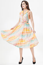 Peach Rainbow Marble Jani Dress by Miss Lulo