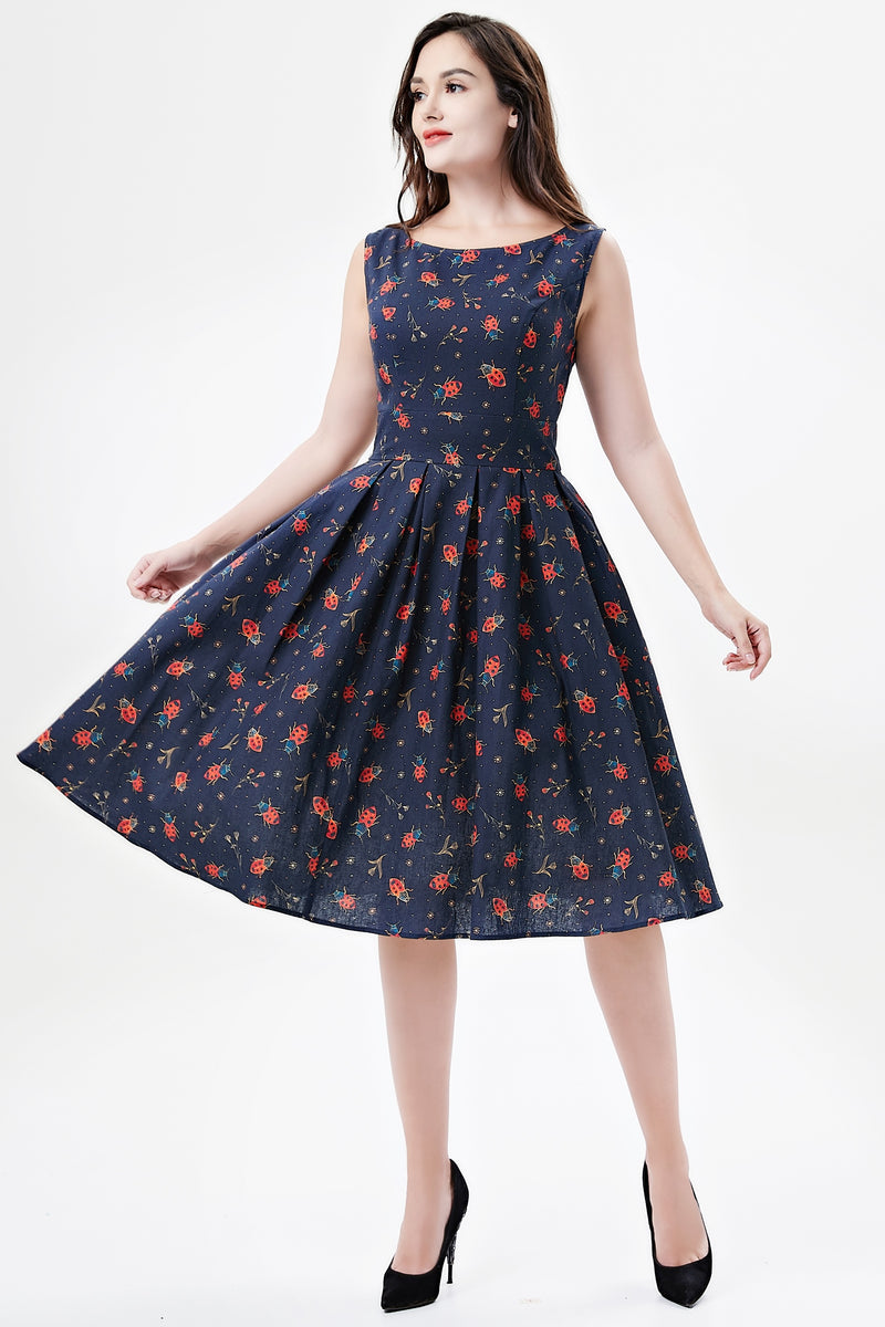Navy Lady Bugs Lily Dress by Miss Lulo Modern Millie Navy Lady Bugs Lily Dress by Miss Lulo Modern Millie