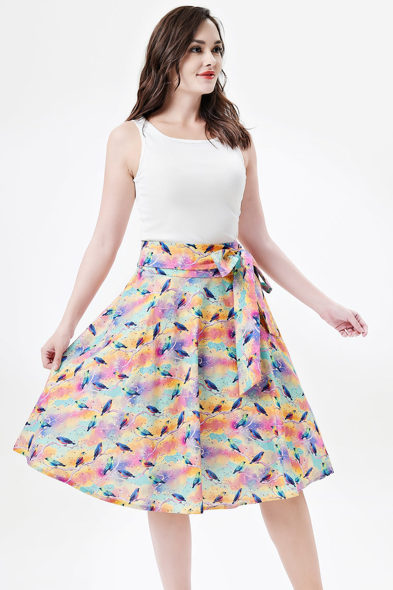 Rainbow Birds Clara Skirt by Miss Lulo