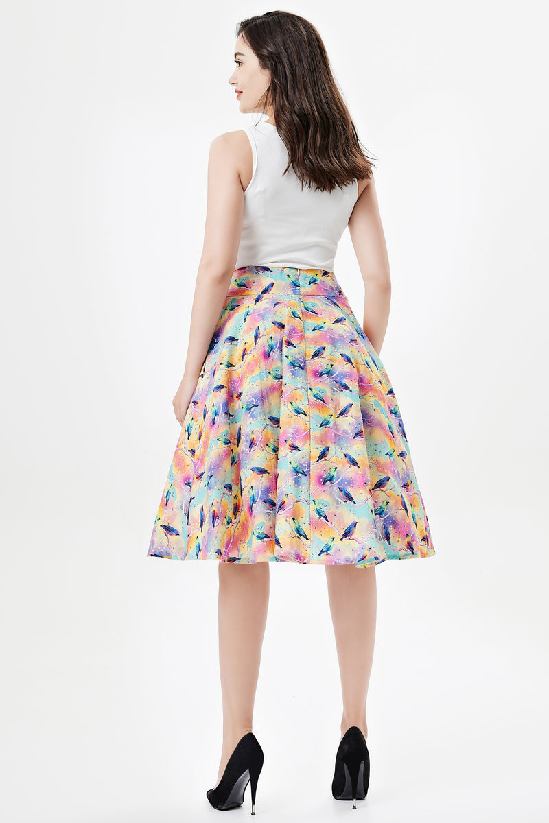 Rainbow Birds Clara Skirt by Miss Lulo