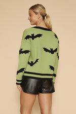 Green Bat Button Front Cardigan