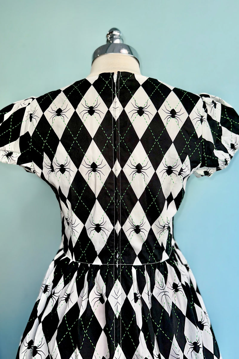 Regina Harlequin Spider Dress by Hell Bunny