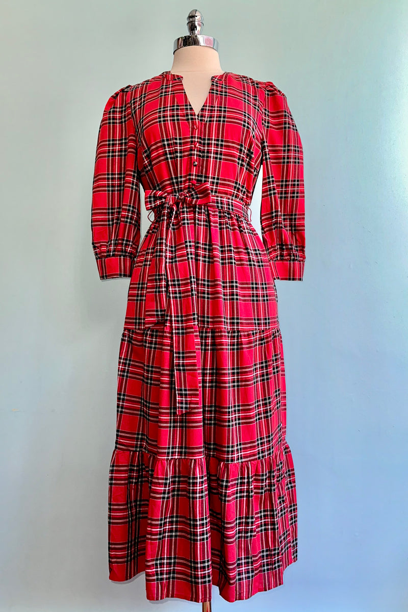 Red Plaid Shirtwaist Yanis Dress Modern Millie Red Plaid Shirtwaist Yanis Dress Modern Millie