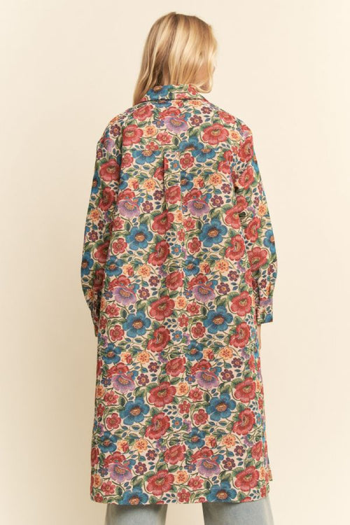 Tapestry Floral Button Front Jacket