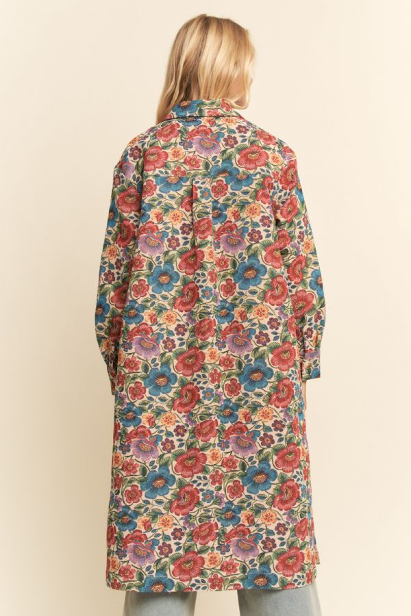 Tapestry Floral Button Front Jacket