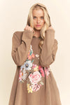 Mocha Hoodie Printed Midi Dress