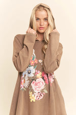 Mocha Hoodie Printed Midi Dress