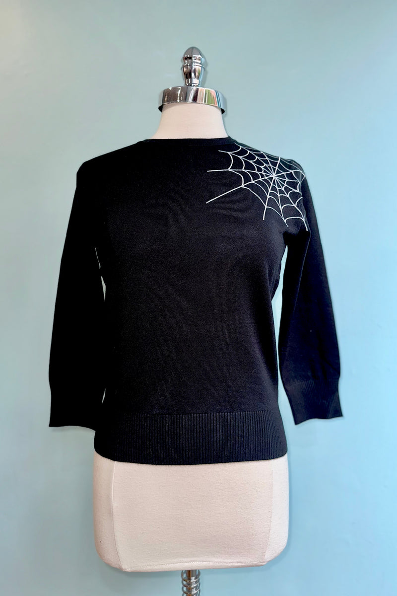 Alina Spiderweb Sweater in Black by Banned