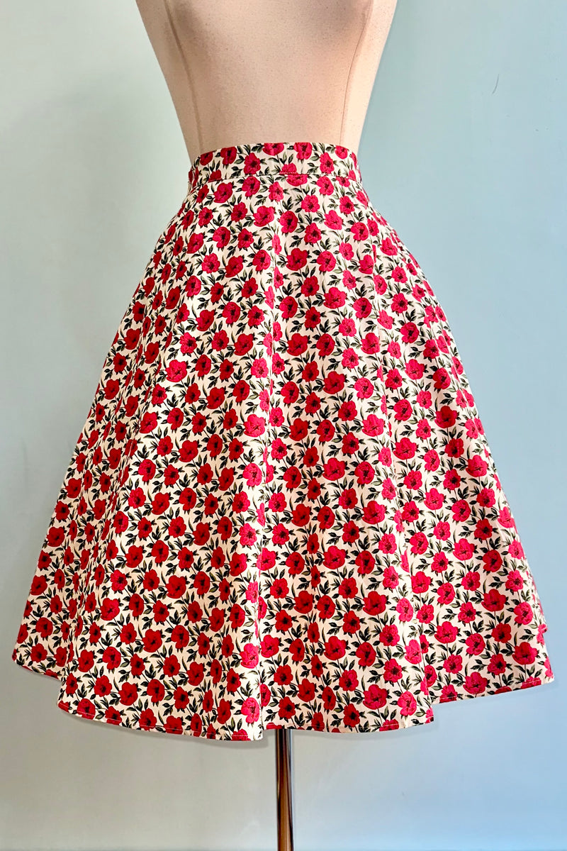Red Floral Full Skirt by Tulip B.