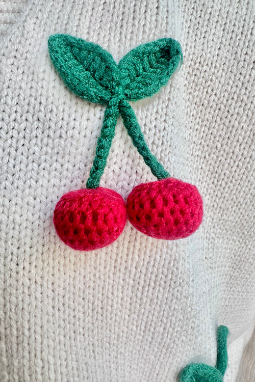 Cherry Crochet Open Cardigan