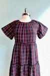 Navy Plaid Serena Midi Dress