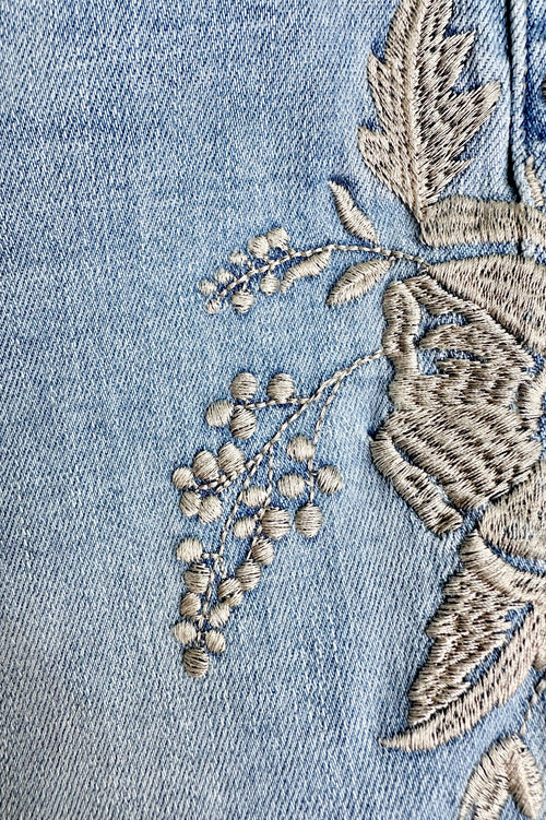 Embroidered High Rise Modern Bootcut Jeans by Artemis Vintage