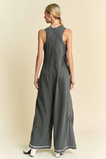 French Terry Wide Leg Jumpsuit in Charcoal