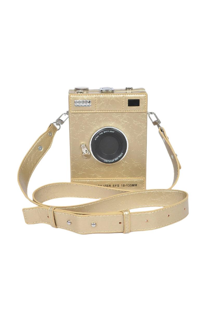 Vintage Camera Cross-Body Bag in Gold