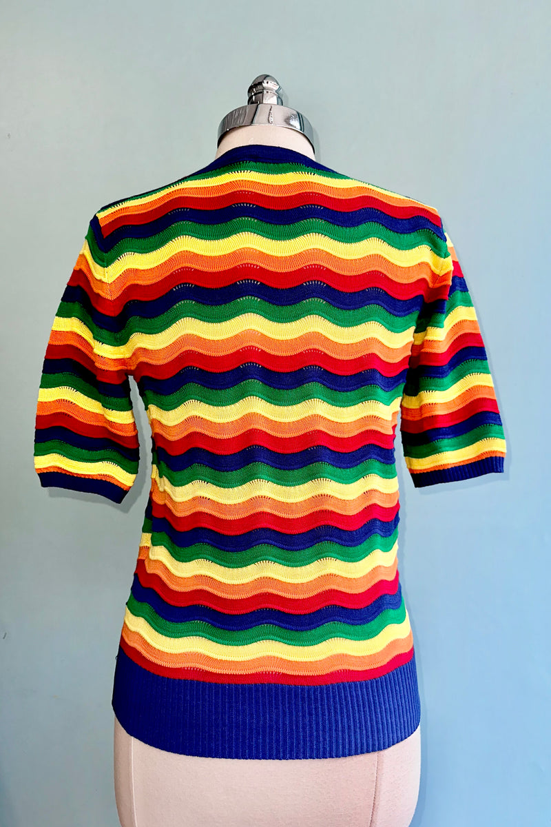 Rainbow Waves Short Sleeve Sweater by Banned