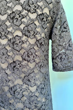 Black Lace Mock Neck 3/4 Sleeve Top by Molly Bracken