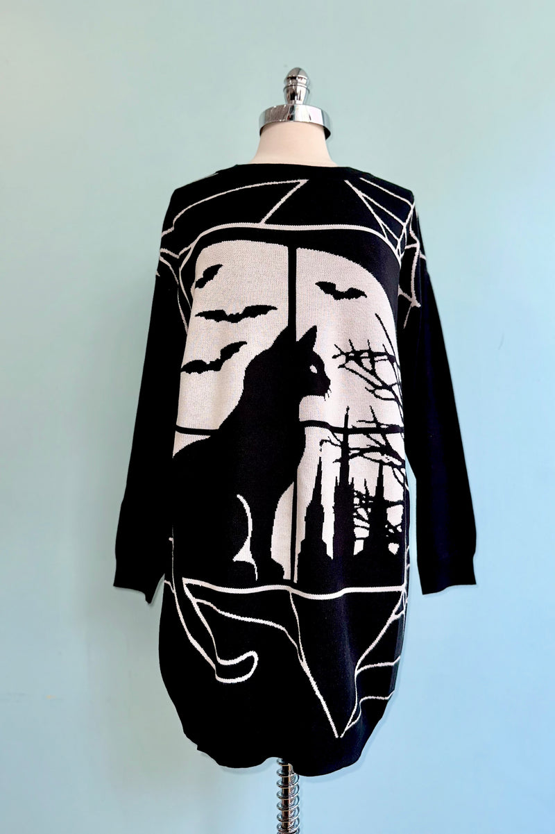 Lunaire Cat Window Sweater Dress by Banned