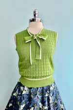 Green Anchor Pointelle Knit Sleeveless Tina Sweater by Banned