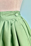 Bird House Border Print Full Skirt in Green
