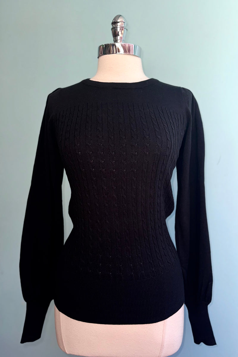 Una Puff Sleeve Sweater in Black by Banned