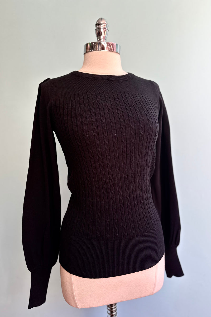 Una Puff Sleeve Sweater in Black by Banned