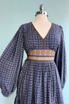 Border Print Mini Dress in Navy