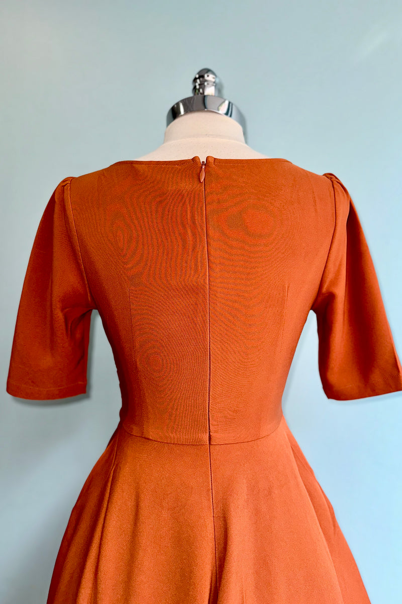 Burnt Orange Surplice Dress by Voodoo Vixen