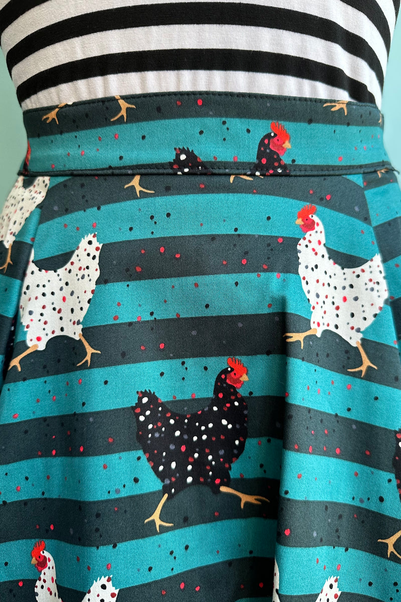 Teal Striped Chicken Full Skirt by Eva Rose