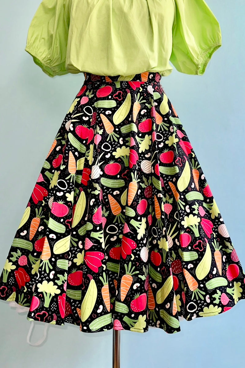 Veggie Print Full Skirt by Eva Rose