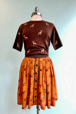 Vixey Pleated Mini Skirt in Caramel by Hell Bunny