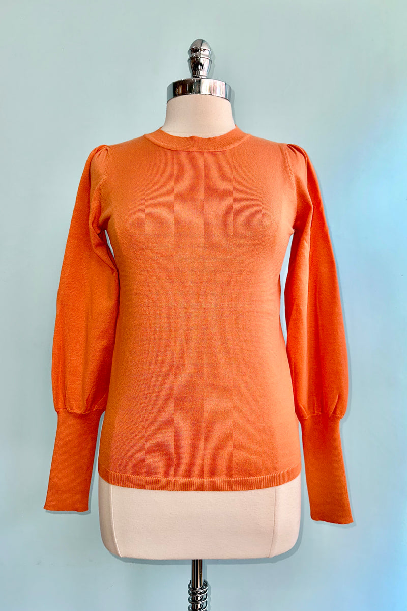 Orange Pullover Fine Knit Sweater by Compania Fantastica