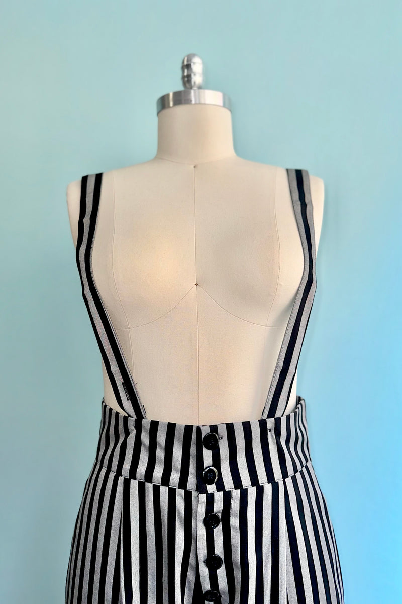 Striped High Waisted Suspender Pants by Voodoo Vixen