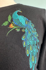 Peacock Floral Embroidered Cardigan in Black by Voodoo Vixen