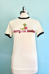 Sorry I'm Booked (Worm) Ringer T-Shirt in Off-White