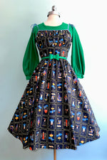 Tarot Card Shirred Bust Swing Dress