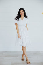 White Eyelet Flutter Sleeve Jackie Dress