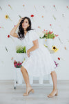 White Eyelet Flutter Sleeve Jackie Dress