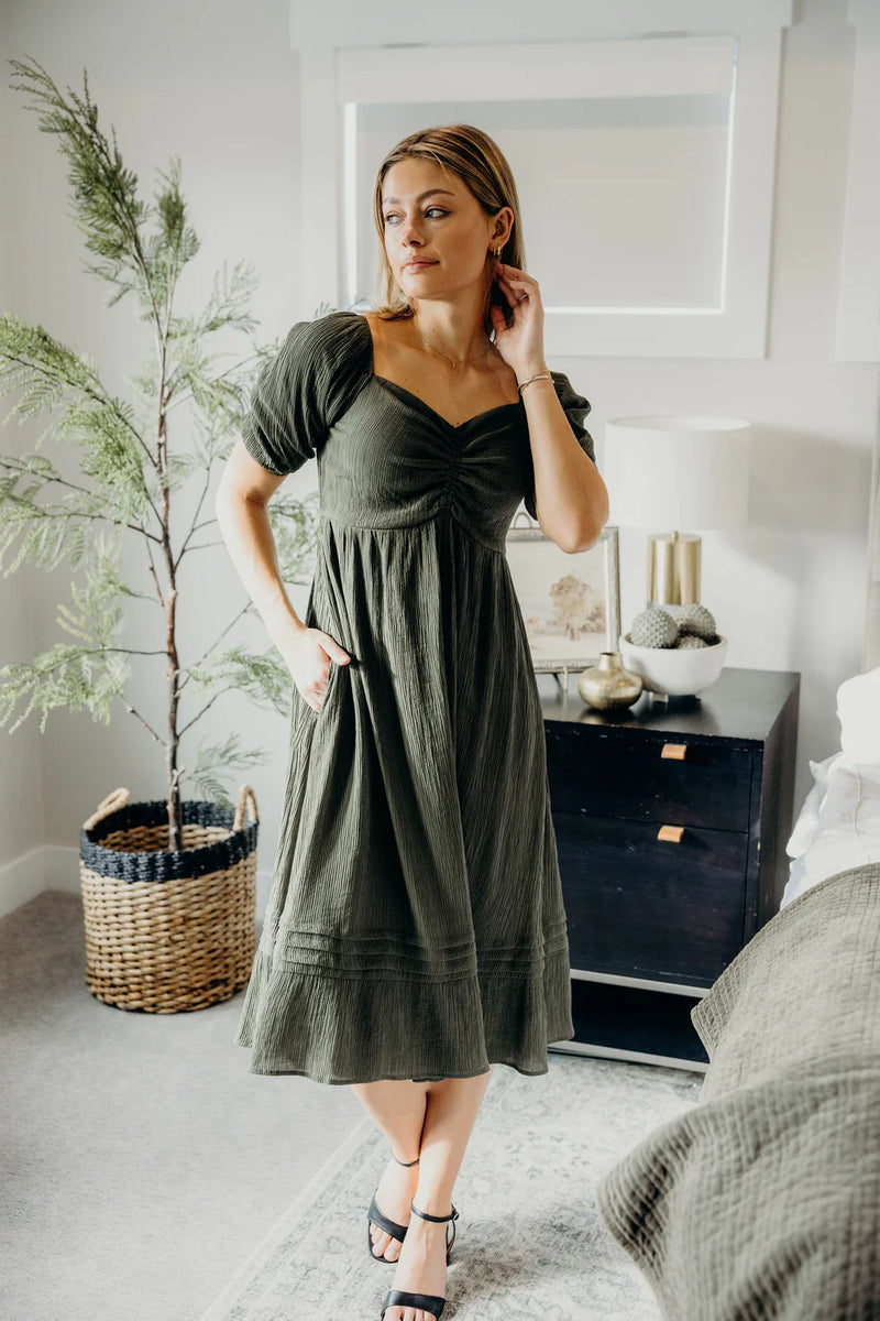 Olive Green Bronte Midi Dress