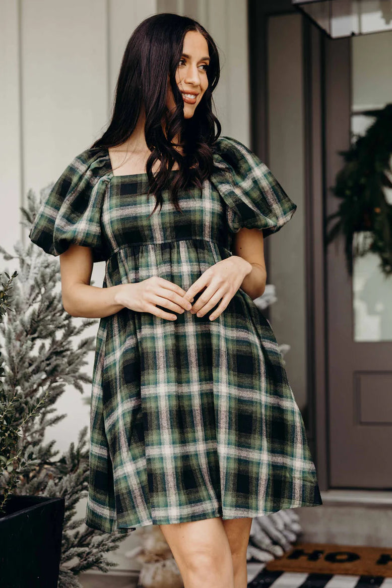 Women's Mikarose The Tatum Dress XSmall Pine Check