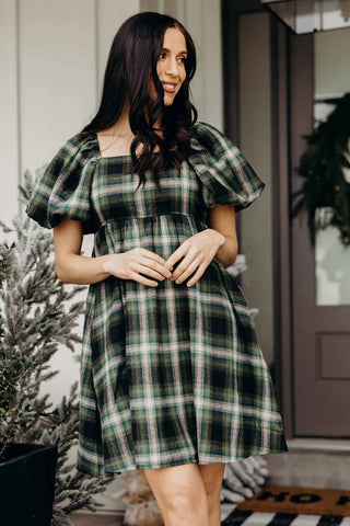 Green Flannel Plaid Tatum Mini Dress Medium