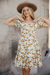 Maple Leaf Print Knee Length Dress