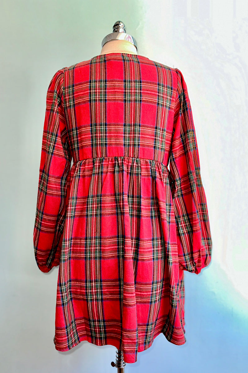 Red Plaid Flannel Mini Dress