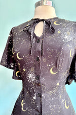 Galaxy Black Flutter Sleeve Top with Ties