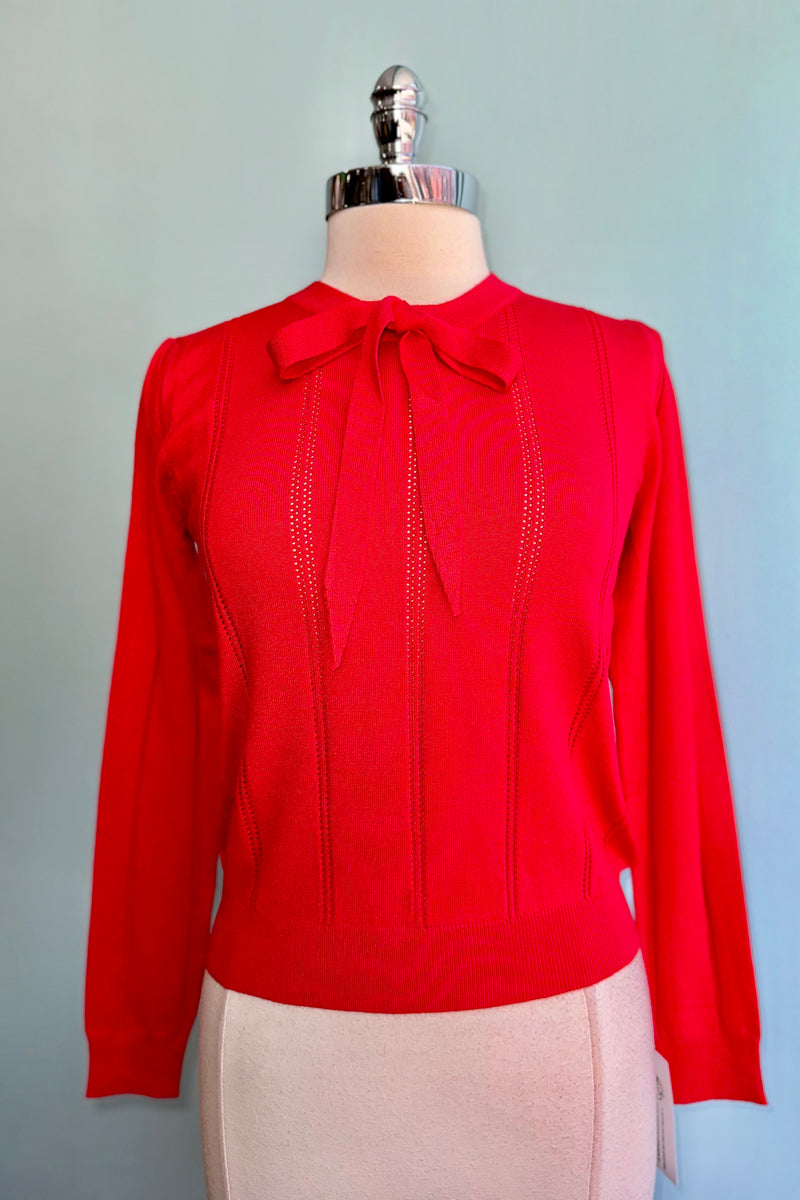 Red Shelly Knit Top by Hearts & Roses London