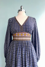 Border Print Mini Dress in Navy